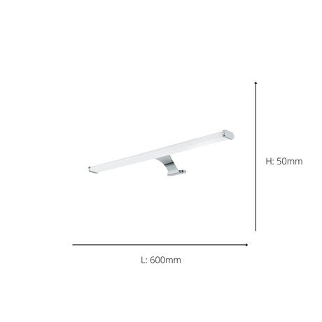 Eglo EU VINCHIO LED Bathroom Mirror Light – 600mm Chrome, Warm White, IP44