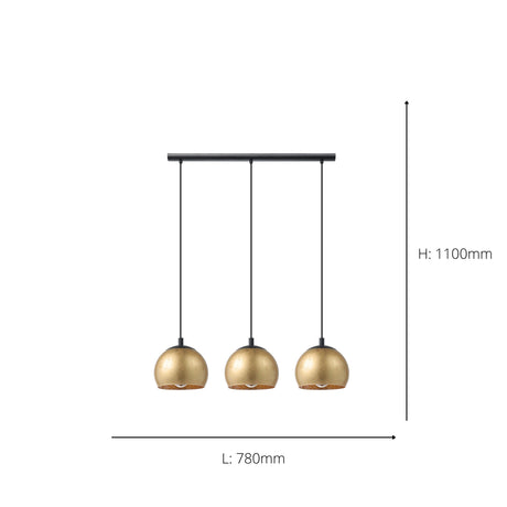 Eglo EU Albaraccin Gold Coloured & Steel Modern  3-Light Pendant