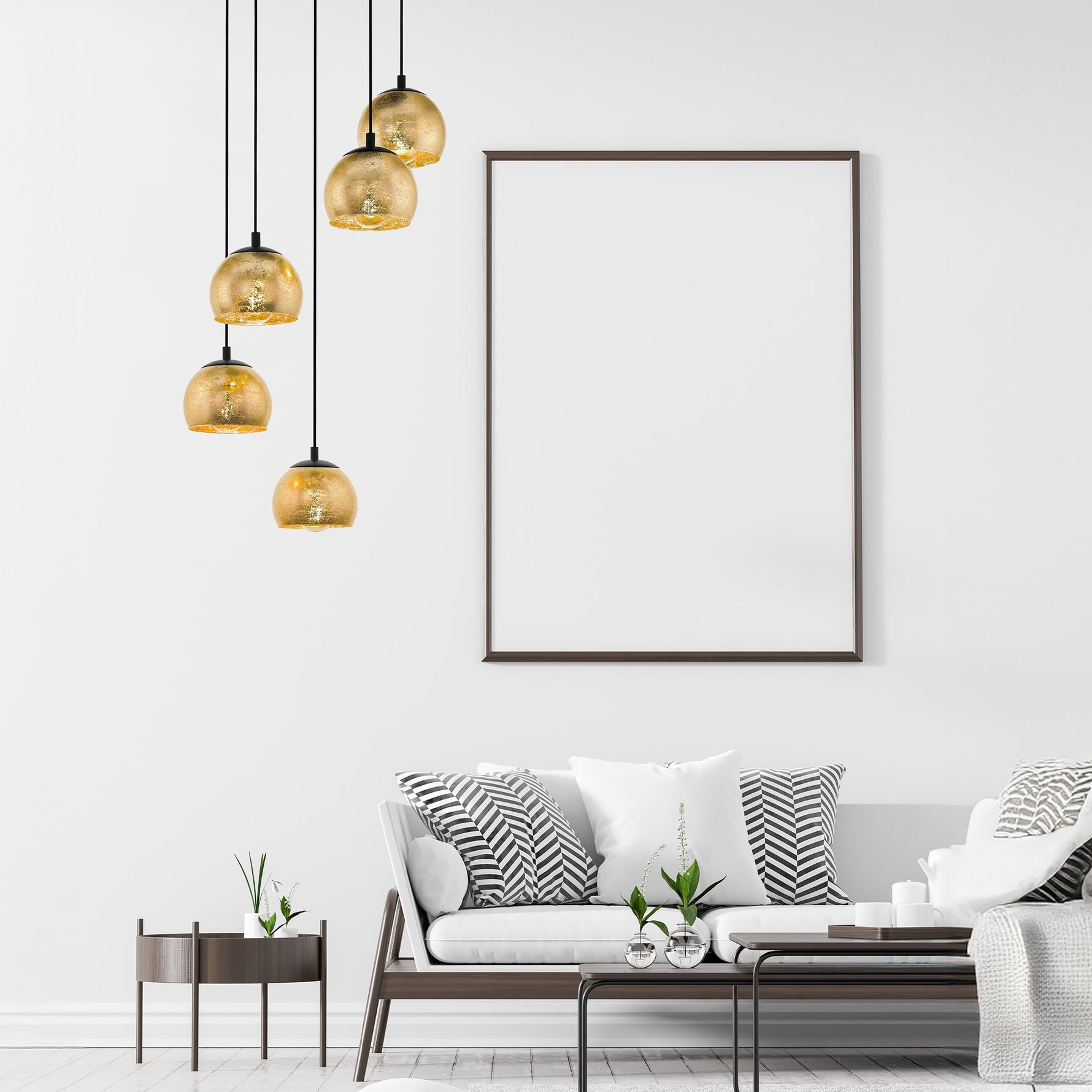 Eglo EU LYDNEY Vintage Pendant Light – 570mm Black & Wood, E27 Fitting, Textile Cable