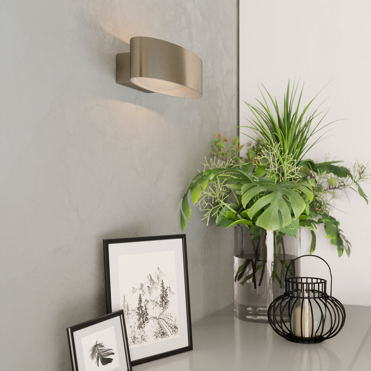 Eglo EU MACCACARI LED Wall Light – White & Satin Nickel Aluminium, Warm White, Indoor Lighting