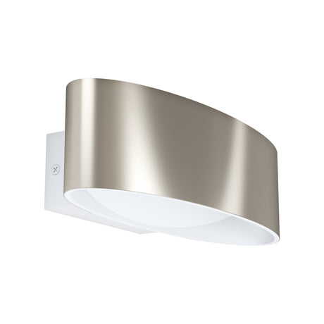 Eglo EU MACCACARI LED Wall Light – White & Satin Nickel Aluminium, Warm White, Indoor Lighting
