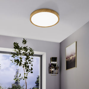 Eglo EU Musurita Natural Wood & Plastic Diffuser Ceiling Light, 44cm