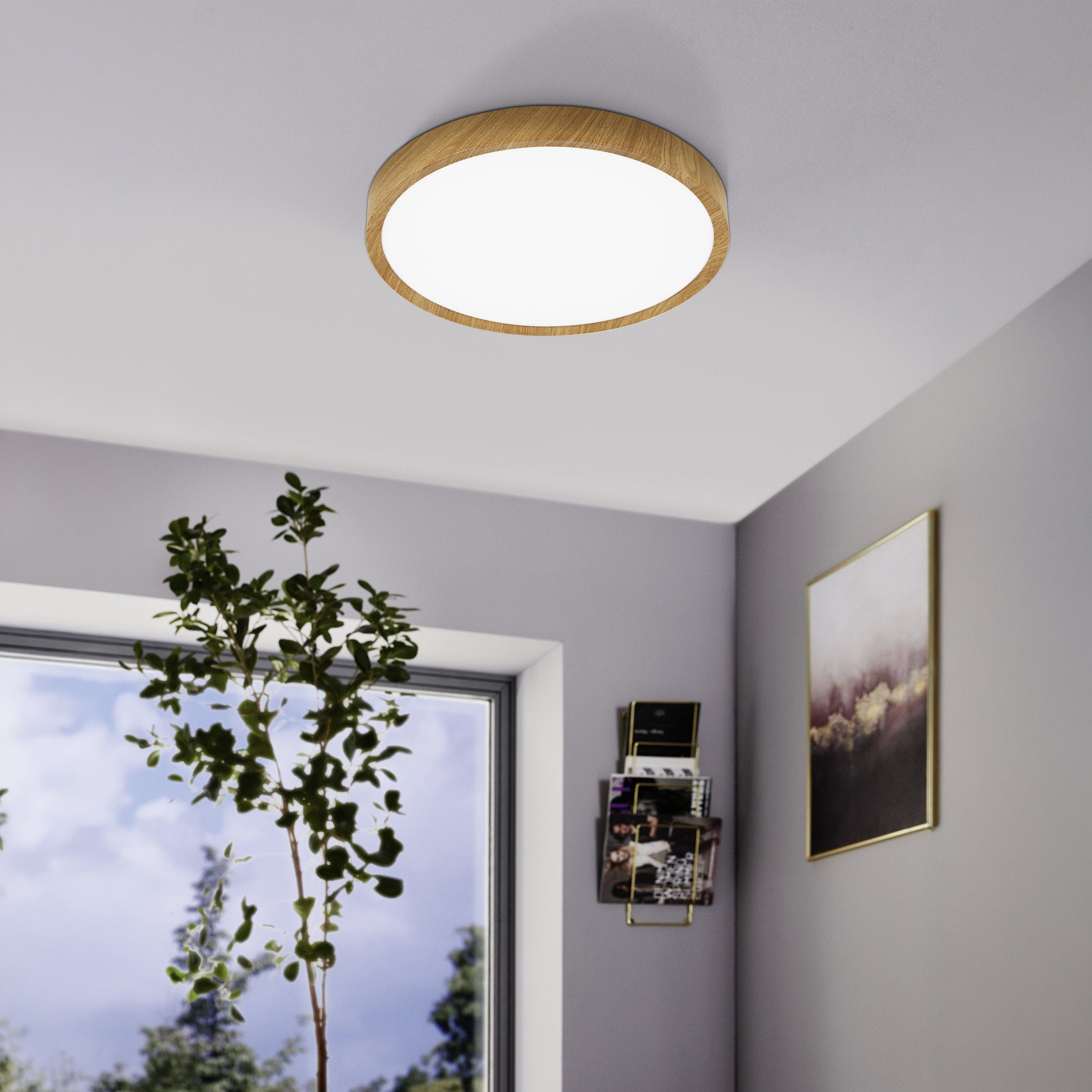 Eglo EU Musurita Black Stteel & Plastic Diffuser Ceiling Light, 44cm product image - Endon Lighting from First Light Direct with great prices and fast UK delivery