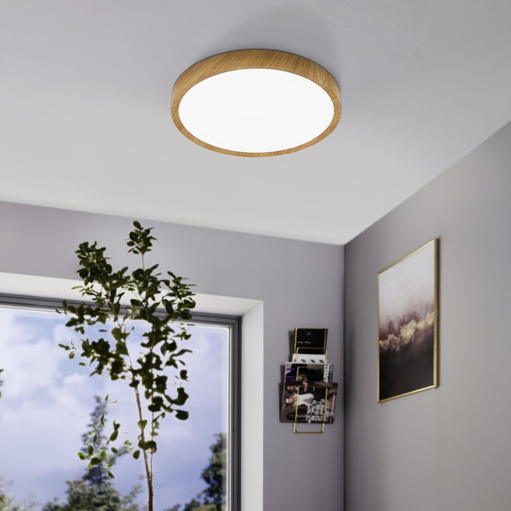 Eglo EU Musurita Black Stteel & Plastic Diffuser Ceiling Light, 44cm product image - Endon Lighting from First Light Direct with great prices and fast UK delivery