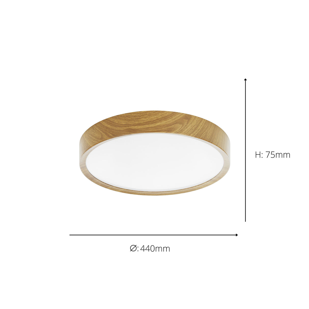 Eglo EU Musurita Natural Wood & Plastic Diffuser Ceiling Light, 44cm