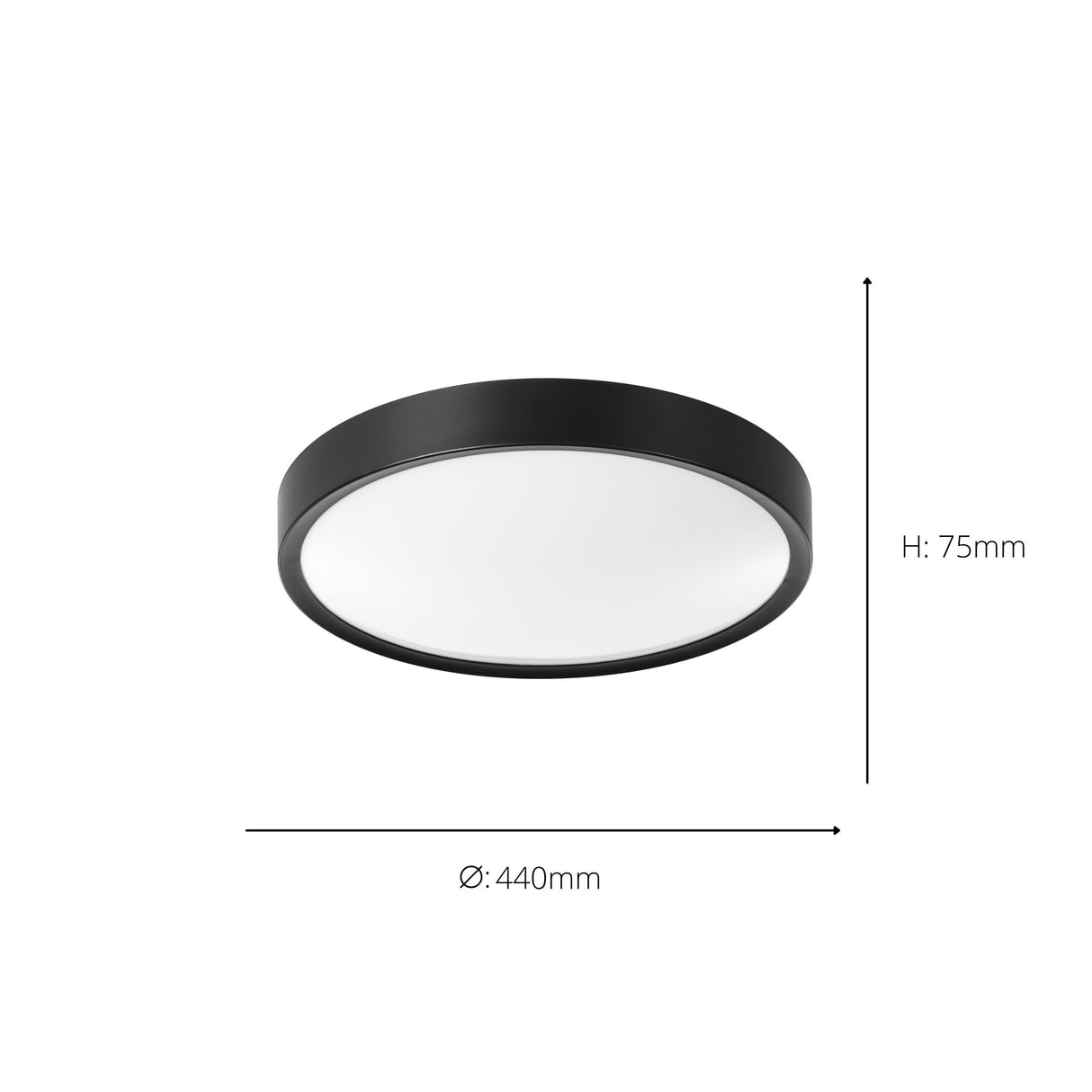 Eglo EU Musurita Black Stteel & Plastic Diffuser Ceiling Light, 44cm