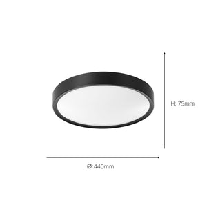Eglo EU Musurita Black Stteel & Plastic Diffuser Ceiling Light, 44cm