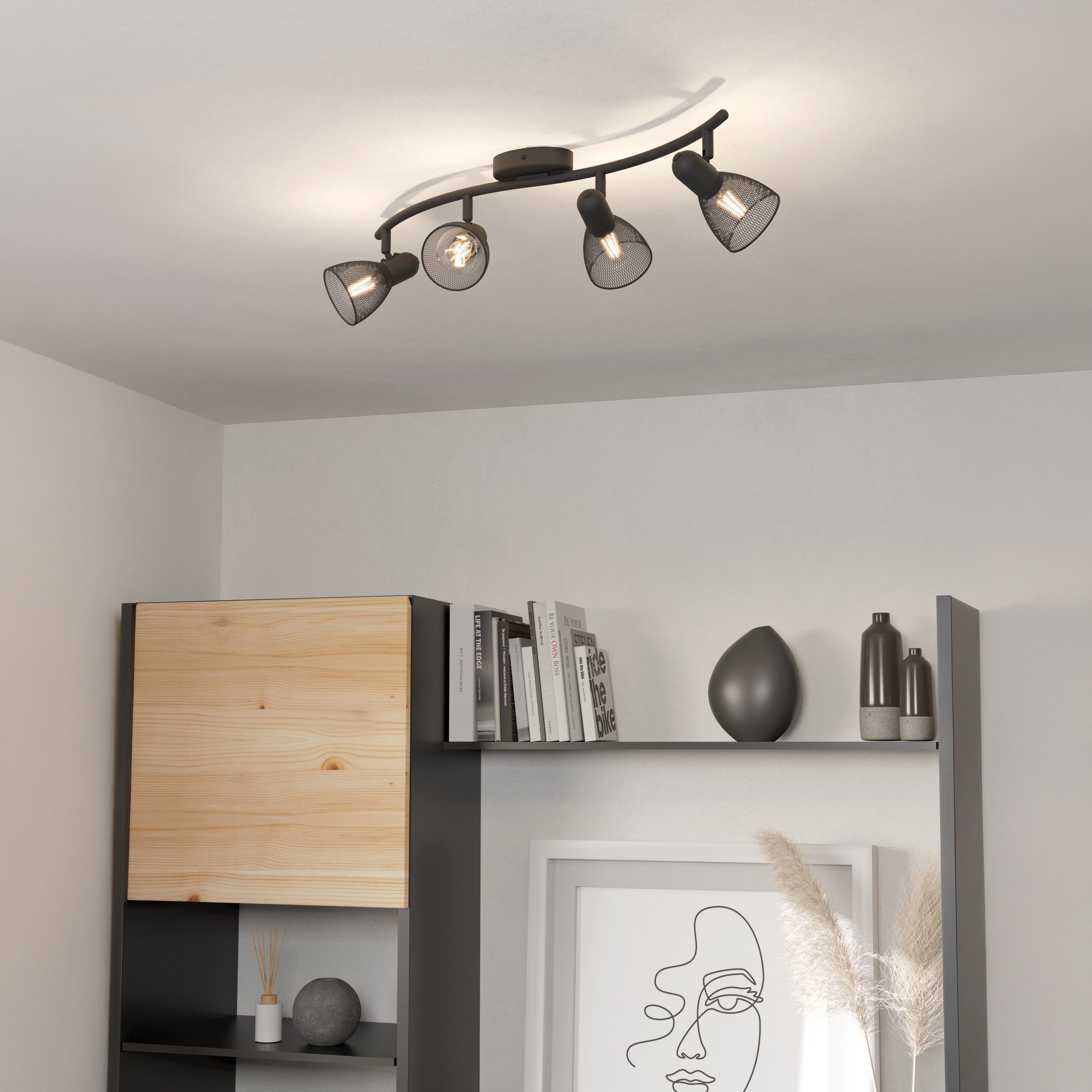 Eglo EU Loreto 1 Black & White Steel Minimalist Wall Light