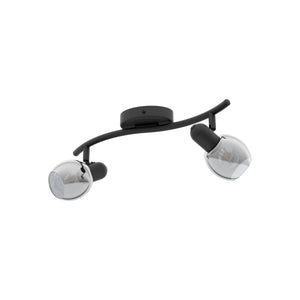 Eglo EU Pollica Black Steel & Glass Modern 2-Light Spotlight