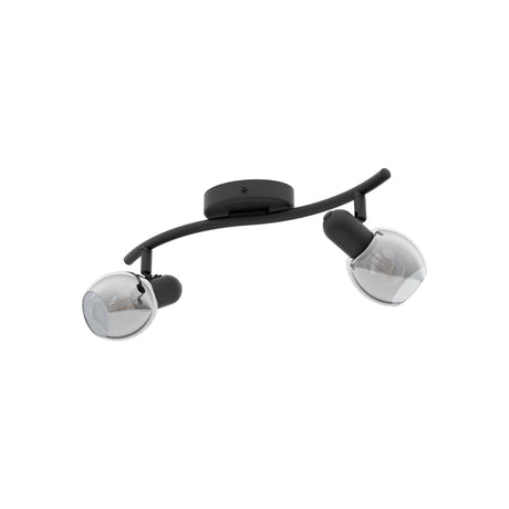 Eglo EU Pollica Black Steel & Glass Modern 2-Light Spotlight