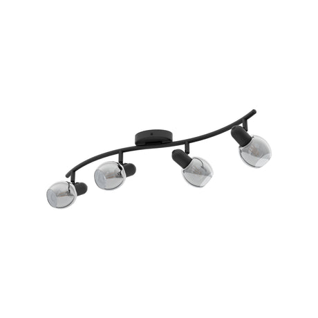Eglo EU Pollica Black Steel & Glass Modern 4-Light Spotlight