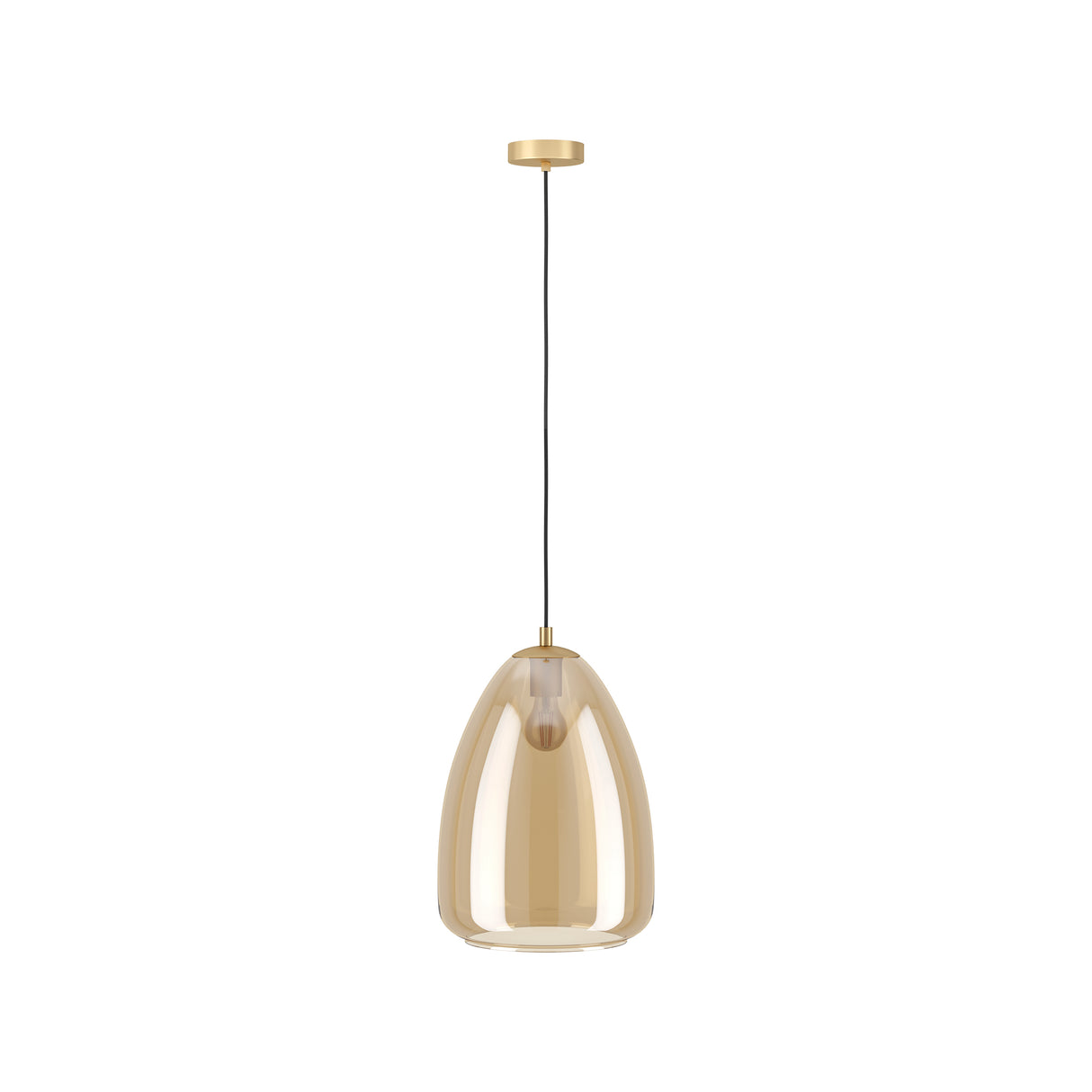 Eglo EU Alobrase Steel & Glass Brushed Brass Single Pendant, 30cm