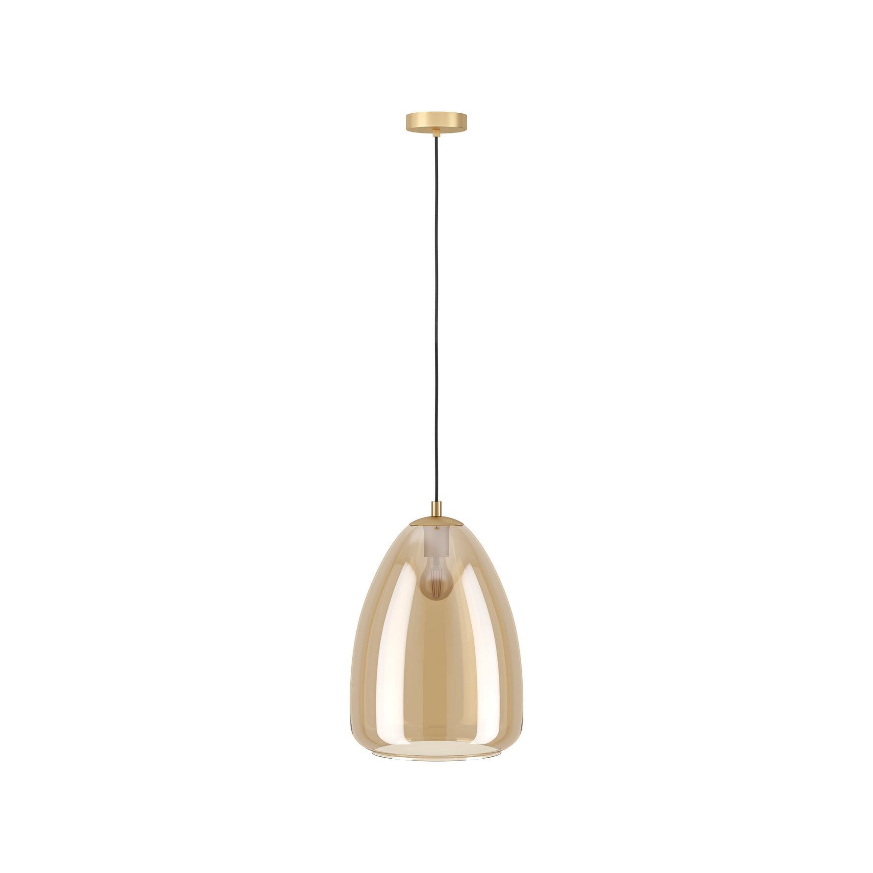 Eglo EU Alobrase Steel & Glass Brushed Brass Single Pendant, 20cm