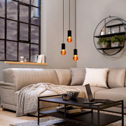 Eglo EU POZUETA Pendant Ceiling Light – Black Steel Design, Extra?Long Drop, E27, Indoor Lighting