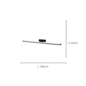 Eglo EU Pandella 1 LED Aluminium & Plastic Black Bathroom Mirror Light , 78cm