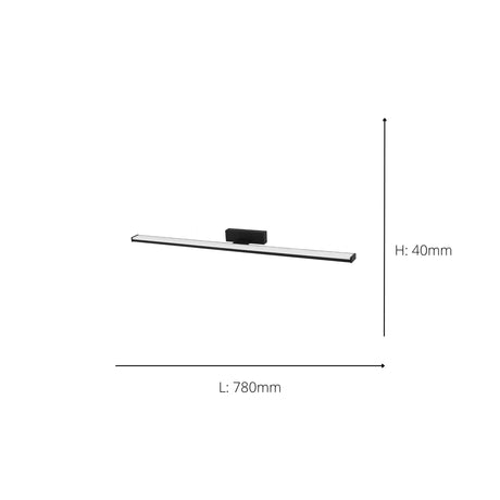 Eglo EU Pandella 1 LED Aluminium & Plastic Black Bathroom Mirror Light , 78cm