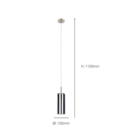 Eglo EU SELVINO Pendant Ceiling Light – Smoked Glass & Satin Nickel Finish, E27, Height Adjustable