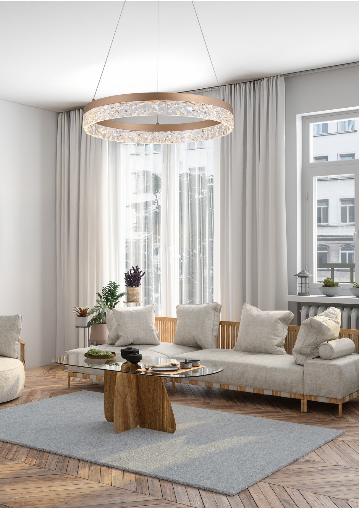 Searchlight Electric Maddie LED Round Pendant , Latte metal 98700-50LT