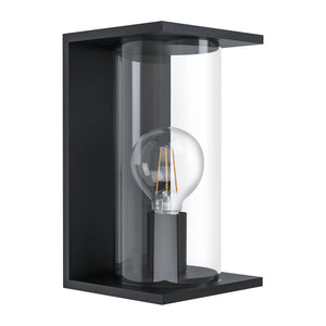 Eglo EU CASCINETTA Outdoor Wall Light – Black Zinc?Plated Steel with Clear Glass, E27, Exterior Lighting