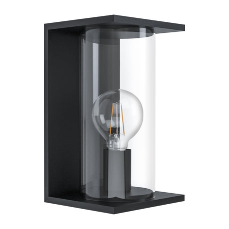 Eglo EU CASCINETTA Outdoor Wall Light – Black Zinc?Plated Steel with Clear Glass, E27, Exterior Lighting