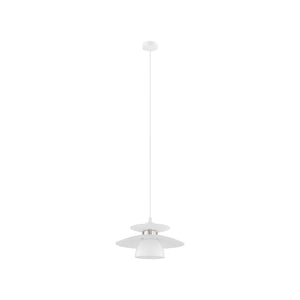 Eglo EU BRENDA Pendant Ceiling Light – White & Satin Nickel Steel, E27, Extra?Long Drop, Indoor Lighting