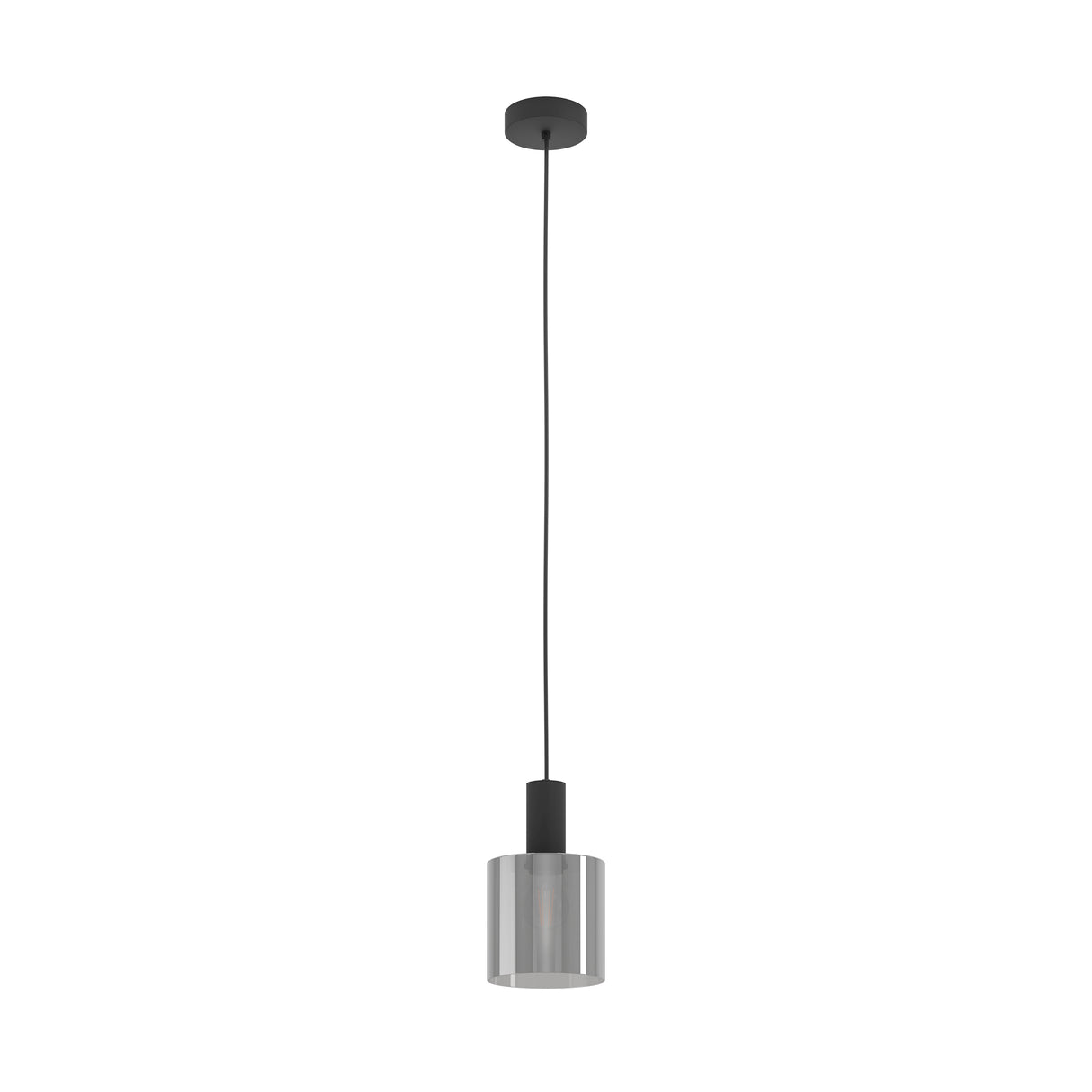 Eglo EU Gorosiba Black Steel & Glass Modern Single Pendant