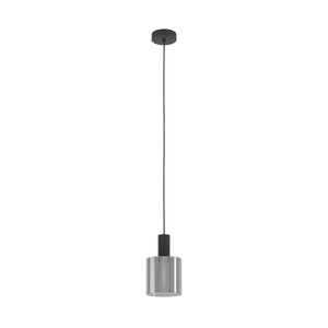 Eglo EU Gorosiba Black Steel & Glass Modern Single Pendant