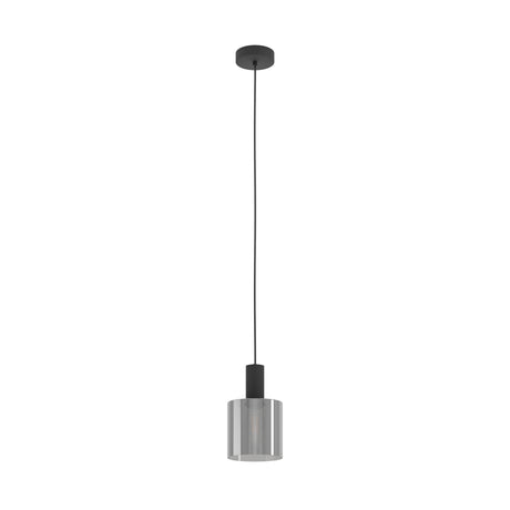 Eglo EU Gorosiba Black Steel & Glass Modern Single Pendant