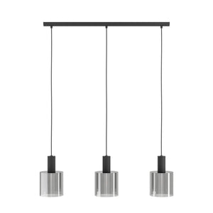 Eglo EU Gorosiba Black Steel & Glass Modern 3-Light Pendant