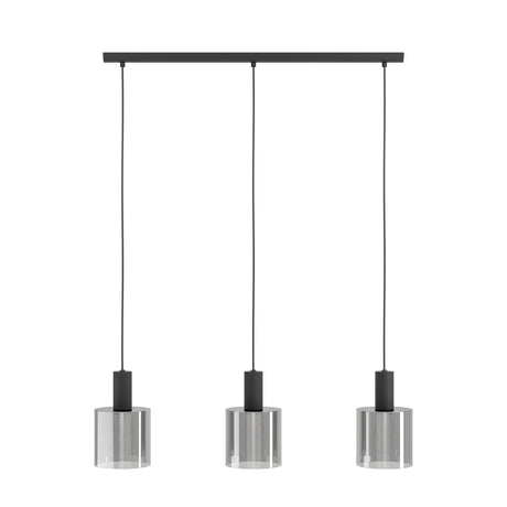 Eglo EU Gorosiba Black Steel & Glass Modern 3-Light Pendant