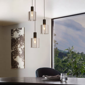 Eglo EU Gorosiba Black Steel & Glass 3-Light Pendant