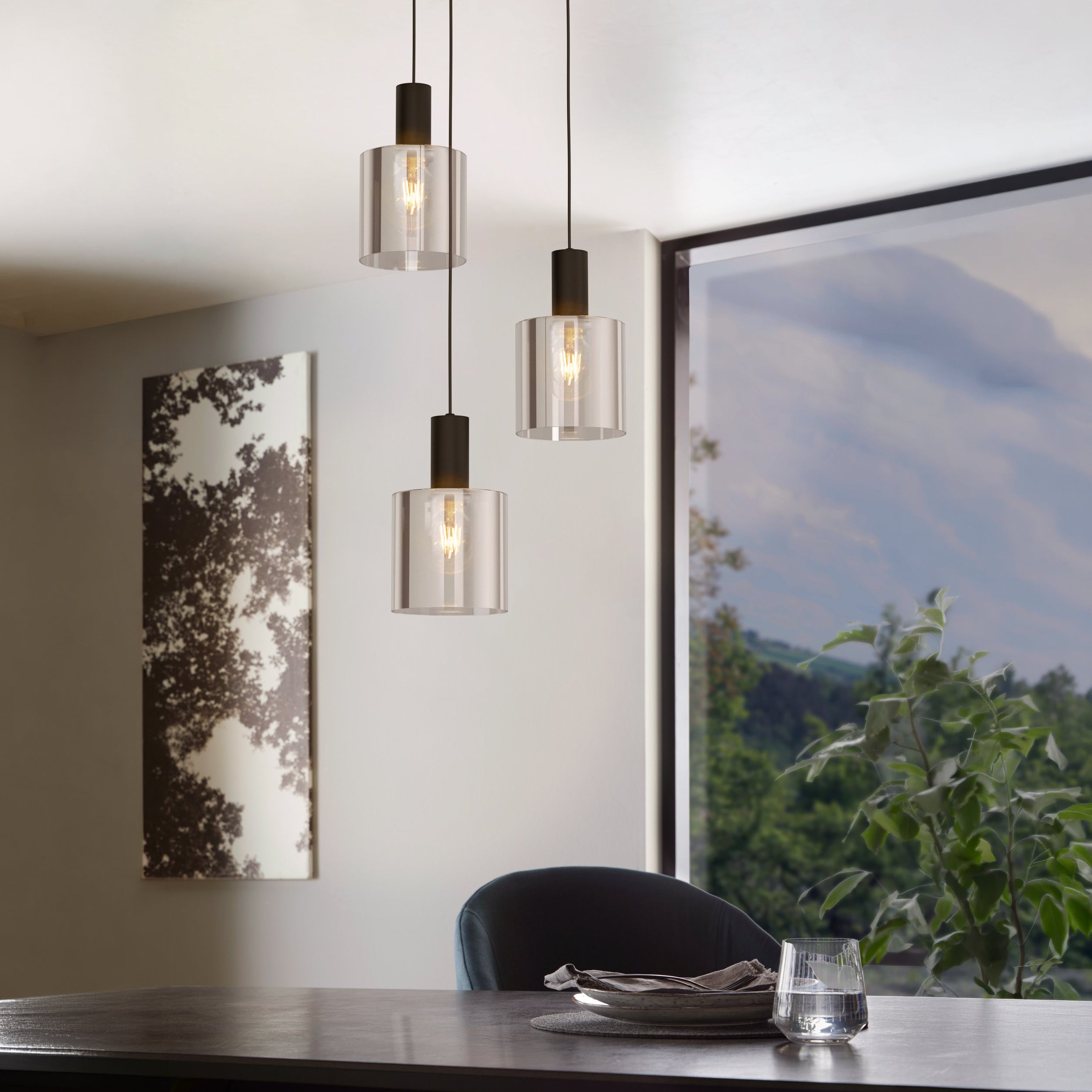 Eglo EU Valcasotto Steel Round LED Ceiling Light with Curved  Accents, Mocha-Coloured product image - Endon Lighting from First Light Direct with great prices and fast UK delivery