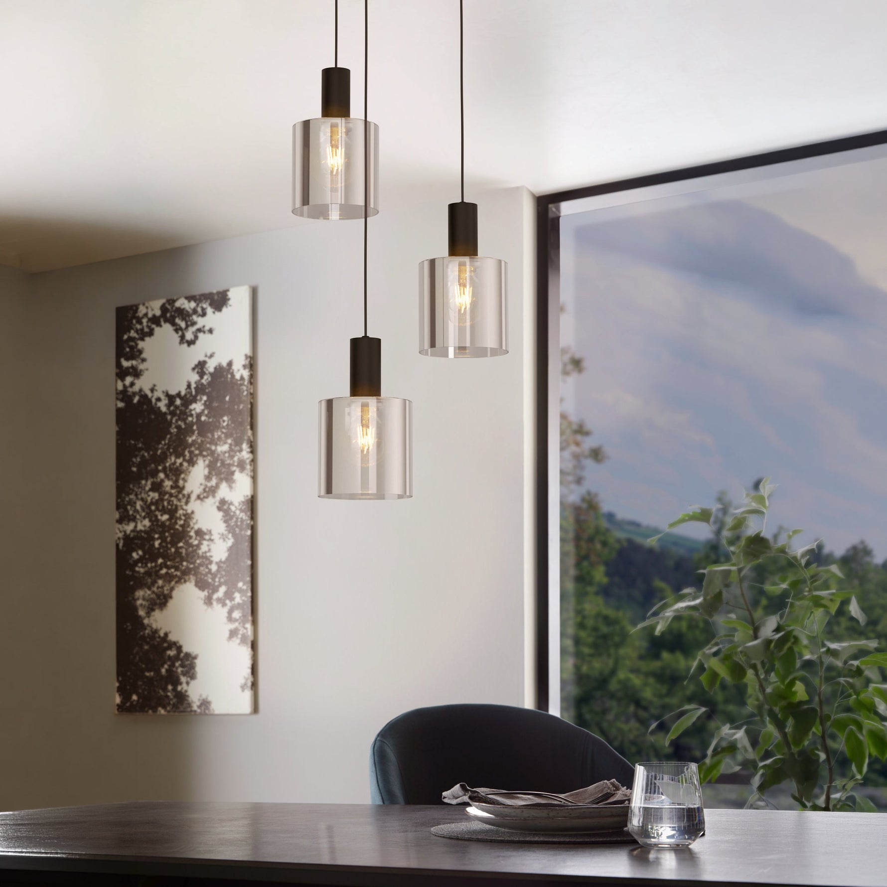 Eglo EU Valcasotto Steel Round LED Ceiling Light with Curved  Accents, Mocha-Coloured product image - Endon Lighting from First Light Direct with great prices and fast UK delivery