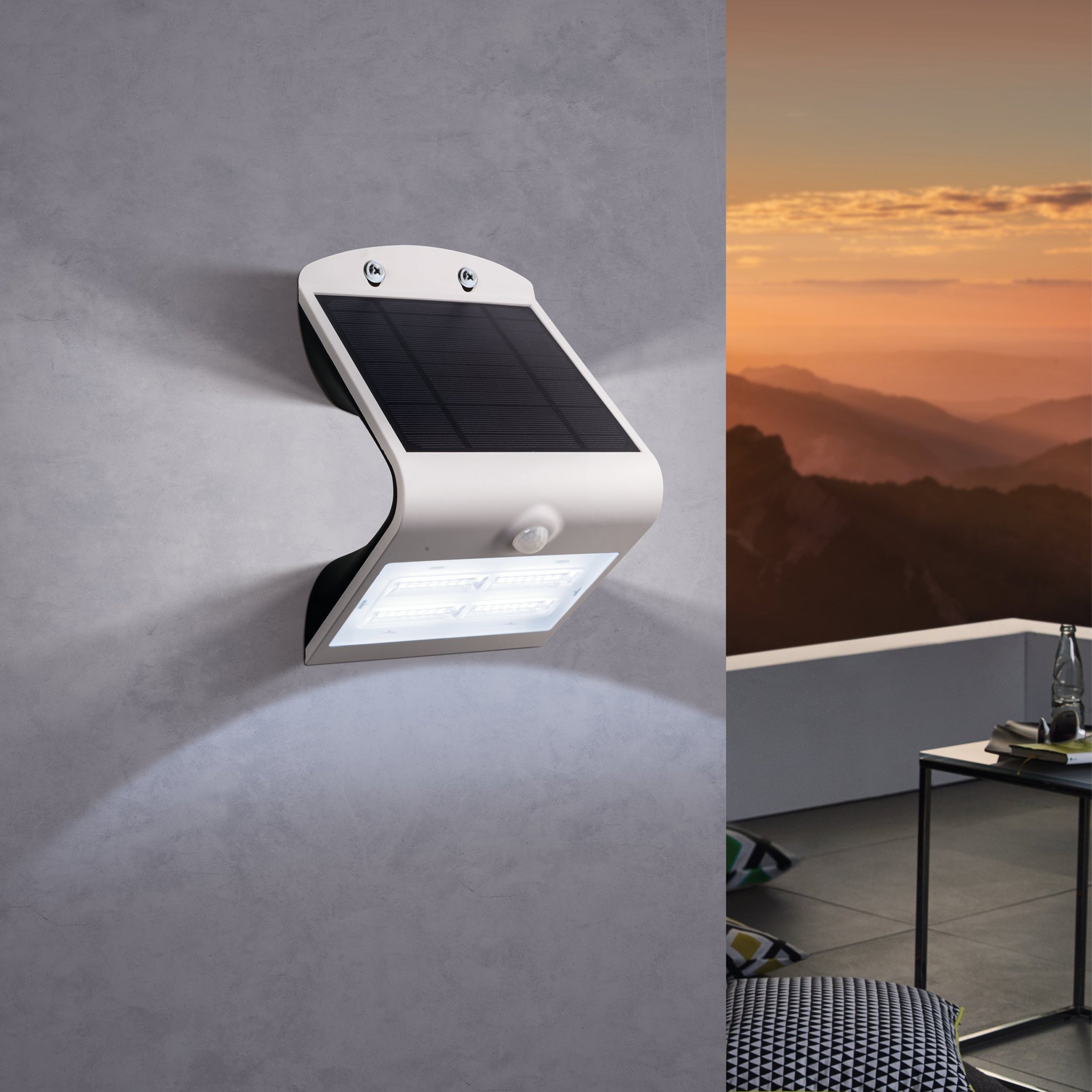 Eglo EU LAMOZZO Solar Wall Light – Black, Motion & Day/Night Sensor, Dual CCT, IP54 Outdoor Lighting