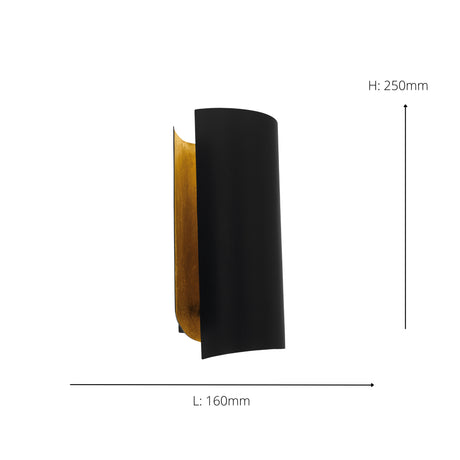 Eglo EU Falicetto Black & Gold Wall Light