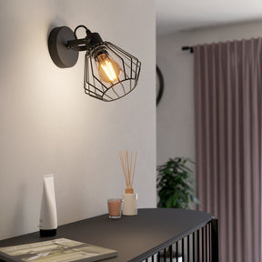 Eglo EU Tabillano Black Caged Shade Single Spotlight
