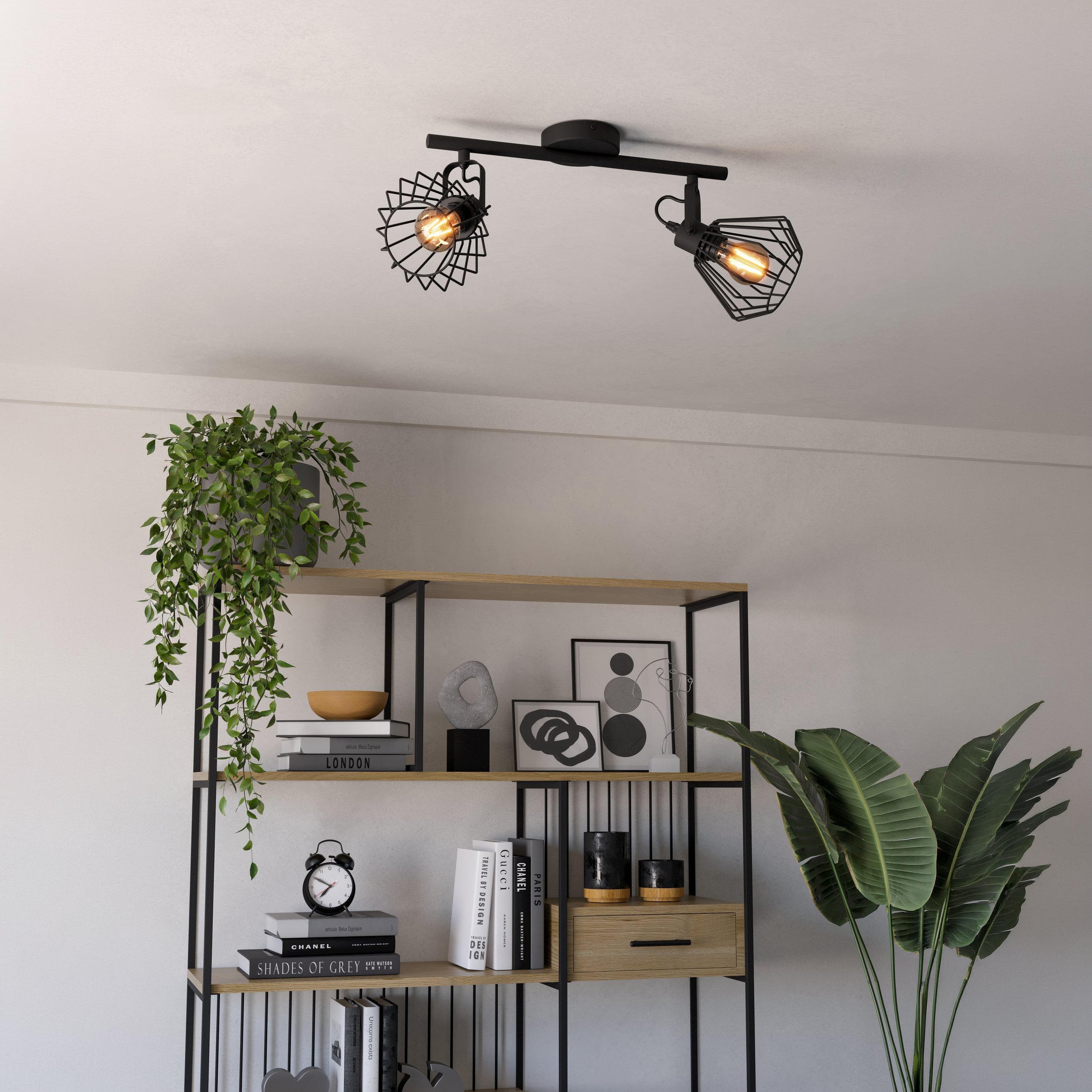 Eglo EU BERREGAS 3?Light Ceiling Spotlight – Black & Chrome Adjustable Spot Light, E27, IP20 product image - Endon Lighting from First Light Direct with great prices and fast UK delivery