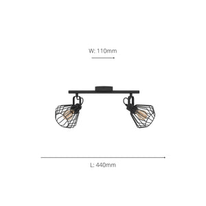 Eglo EU Tabillano Black Caged Shade 2-Light Ceiling Spotlight