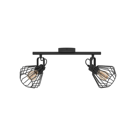Eglo EU Tabillano Black Caged Shade 2-Light Ceiling Spotlight