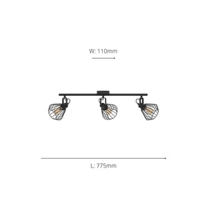 Eglo EU Tabillano Black Caged Shade 3-Light Ceiling Spotlight