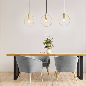 Eglo EU Manizales Brushed Brass Art-Deco 3-Light Pendant