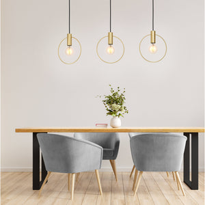 Eglo EU Manizales Brushed Brass Art-Deco 3-Light Pendant