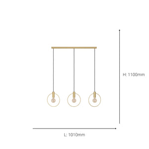 Eglo EU Manizales Brushed Brass Art-Deco 3-Light Pendant