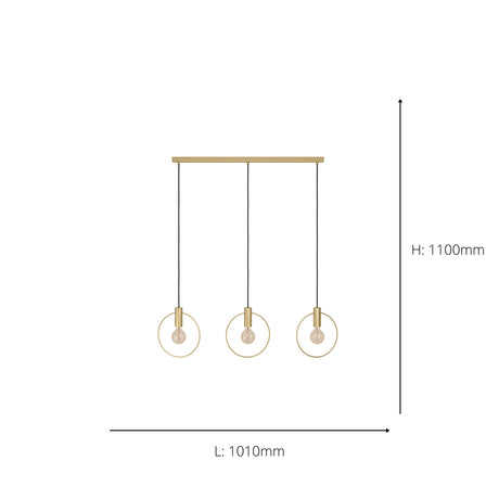 Eglo EU Manizales Brushed Brass Art-Deco 3-Light Pendant
