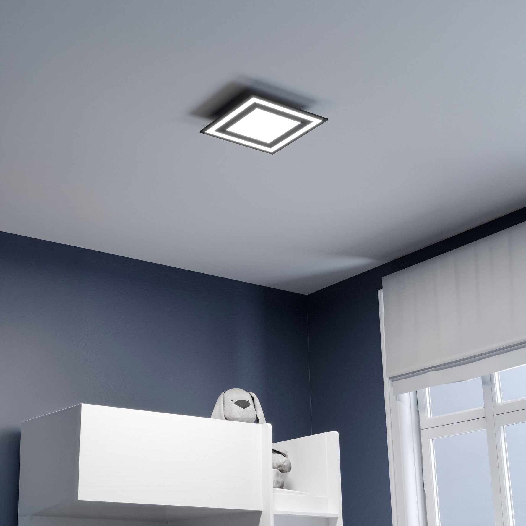 Eglo EU Herrora-Z Aluminium & Plastic White LED Smart Control Ceiling Light, Square product image - Endon Lighting from First Light Direct with great prices and fast UK delivery