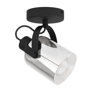 Eglo EU BERREGAS Wall Spotlight – Black & Chrome Steel with Smoked Glass, E27, Indoor Lighting