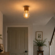 Eglo EU TURIALDO Ceiling Light – Wooden, Brown Finish, E27, Compact Natural Indoor Lighting