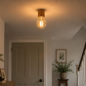 Eglo EU TURIALDO Ceiling Light – Wooden, Brown Finish, E27, Compact Natural Indoor Lighting