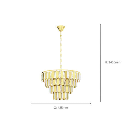 Eglo EU Erseka Elegant Timeless Brass Crystal Pendant Light