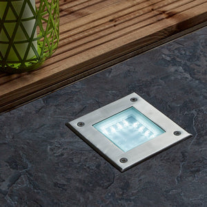 Searchlight Electric Walkover LED Recessed Square Walkover - Stainless Steel 9909WH